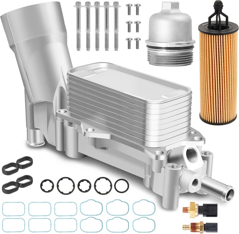 AUTOBABA 926-959 Upgraded Full Aluminum Engine Oil Filter Housing with Oil Cooler Sensors and Gaskets Compatible with Dodge Charger Challenger Journey, Wrangler, Ram ProMaster 3.6L V6, Chrysler 200 300 - Image 1